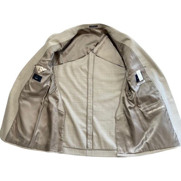 Hart Schaffner Marx Suit Mens 40 Reg New York Fit Cream/Beige Windowpane $795 - Picture 10 of 16